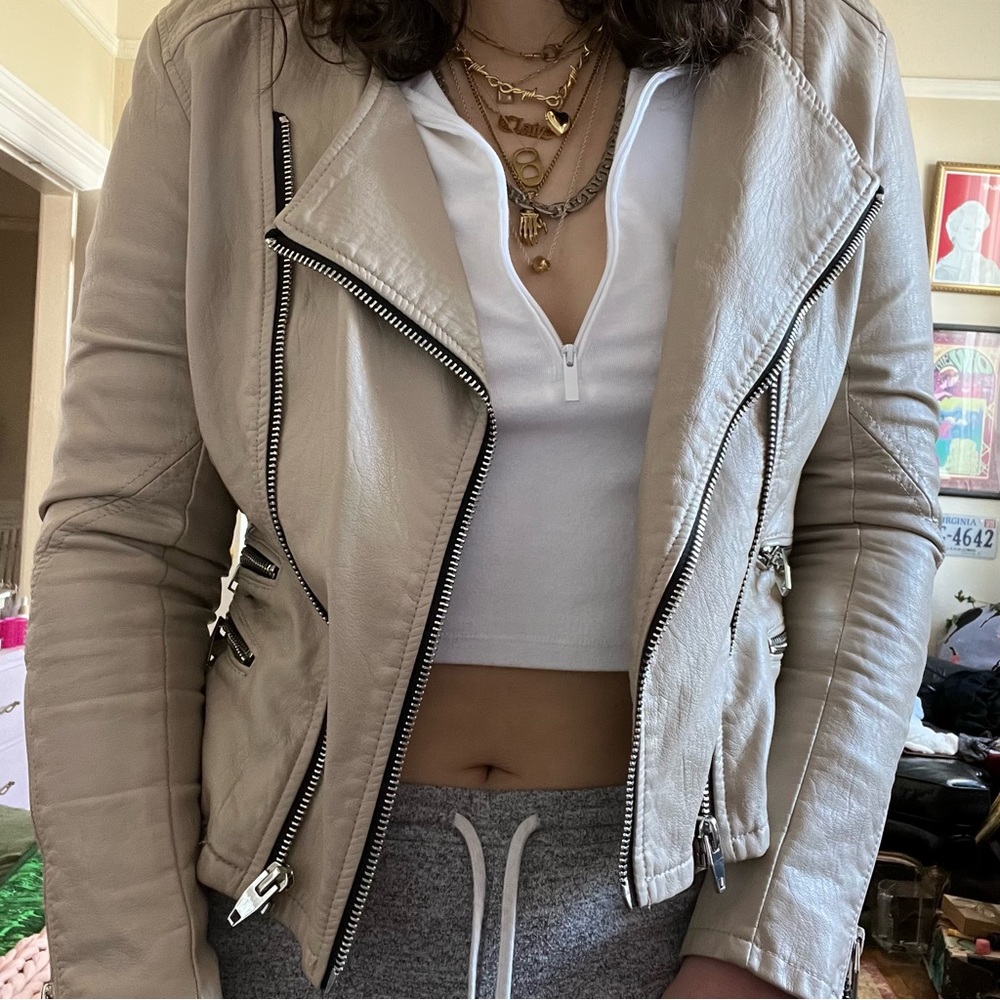 Blank NYC Tan Vegan Leather Moto Jacket
